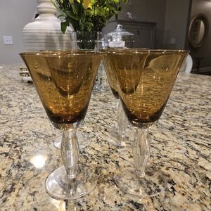 Amber Glass Goblet Set